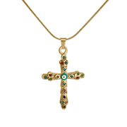 Evil Eye Gold Cross Necklace