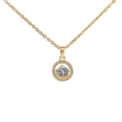 Moon Space Diamond Gold Necklace