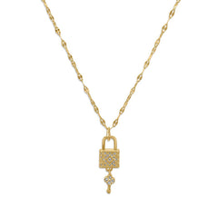Lock and Key Diamond Gold Necklace