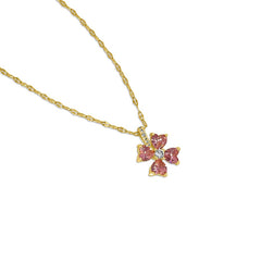 Pink Lotus Diamond Gold Necklace