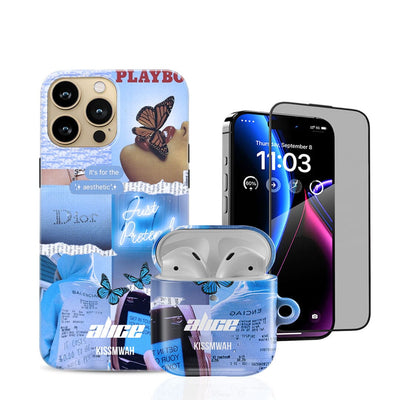Blue Just Pretend Phone Case + Airpod Case + Screen Protector