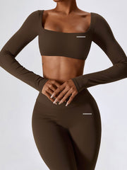 Moco fitted long sleeve crop top