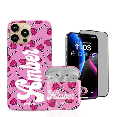 Heart Lollies Phone Case + Airpod Case + Screen Protector