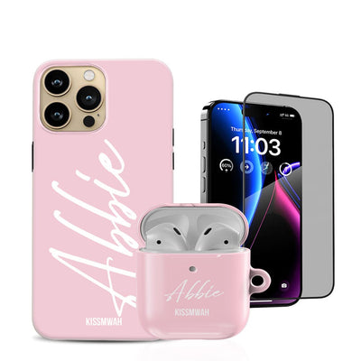 Pink Simplicity Phone Case + Airpod Case + Screen Protector