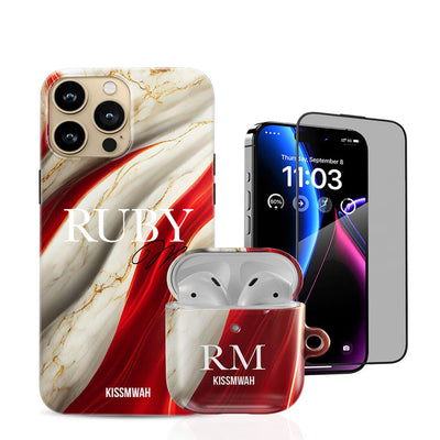 Red Atlanta Phone Case + Airpod Case + Screen Protector